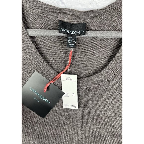 CYNTHIA ROWLEY Women's Cocoa Heather Cashmere Blend Sweater Dress NWT XS - Picture 2 of 4